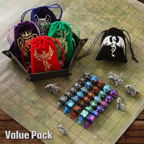 35Pcs DND Dice Set with 5 Colorful Animal Patterned Dice Pouches, Polyhedral Dice Sets for Dungeons and Dragons D&D TTRPG MTG Table Role Playing Games - Image 8