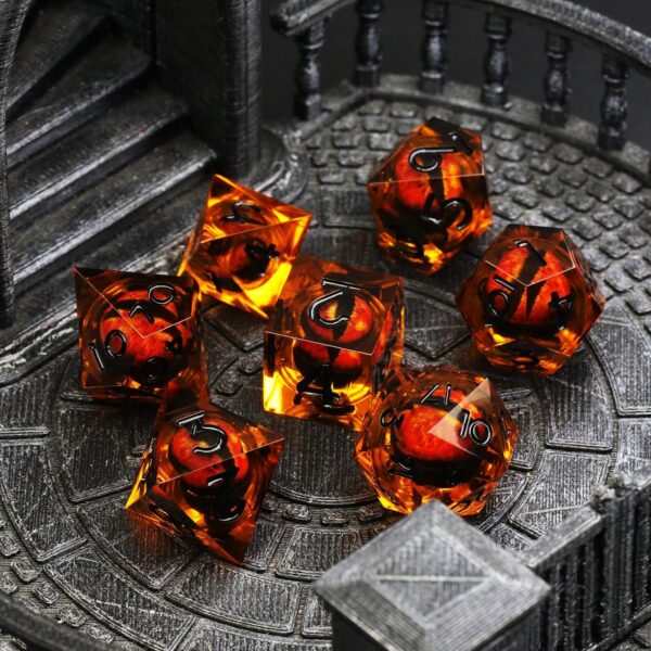 Dragon Eye Dungeons and Dragons Dice, Liquid Core Dice Set D&D Sharp Edge Resin Dice Polyhedral Beholder's Ttrpg Die Role Playing RPG D and D Dice (Brown Black) - Image 5