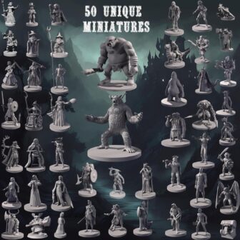 50 Unique Miniatures Fantasy Tabletop RPG Figures for Dungeons and Dragons, Pathfinder Roleplaying Games. Bulk unpainted, Great for D&D - Image 3