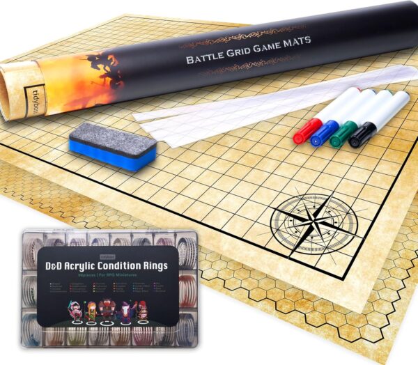 TIDYBOSS 48" Dungeons and Dragons Battle Game Mat + DND Accessories Miniatures Acrylic Condition Rings - Image 2