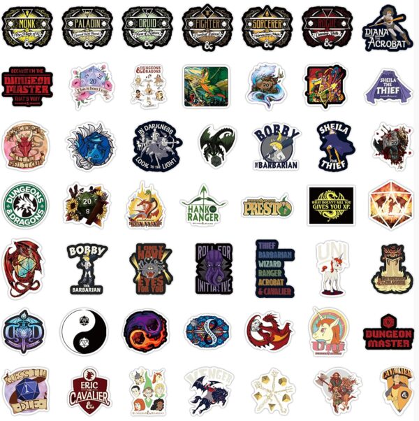 Dungeons and Dragons Stickers- 100Pcs Vinyl Waterproof Stickers for Teens, Gifts for Laptops, Car, Wall, Phone - Image 7