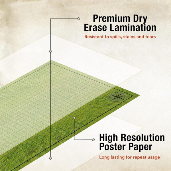 Tidyboss 24" x 36" DND Starter Set | DND Accessories | 2 x Double Sides 4 Terrains Game Grid Mat with Condition Rings, DM Screen, Dry Erase Markers, Eraser, and Clips - Image 4