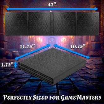 CASEMATIX DM Screen Faux Leather 8-Panel Deluxe GM Screen - Eight Panel Folding Dungeon Master Screen with 2 Swinging Panels and Wet Erase Pockets for TTRPGs - Black, Inserts Not Included - Image 8