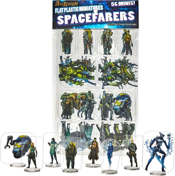 Arcknight Flat Plastic Miniatures: Spacefarers; 56 Unique Sci-Fi-Themed Minis for Starfinder; Affordable, Skinny Figurines for SF, Shadowrun, and Other Tabletop RPG Games - Image 2