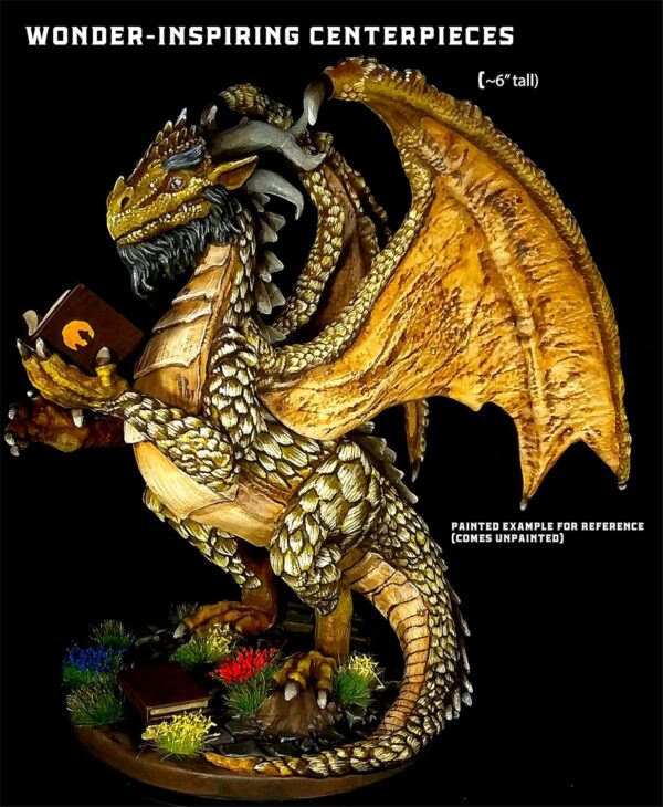 Fantasy Bookish Dragon Paintable DND Miniature Huge 6" D&D Dragon Mini 28-32mm Dungeons and Dragons Figure for Fantasy Tabletop Miniatures and Accessory, Partially Assembled for TTRPG - Image 6