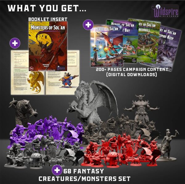 Fantasy Monsters & Bookish Dragon for DND Miniatures Unpainted Bulk 28mm-32mm Dungeons & Dragons Minis Pathfinder Figures Fantasy Unpainted Tabletop RPG Miniature Starter Set for D&D - Image 3