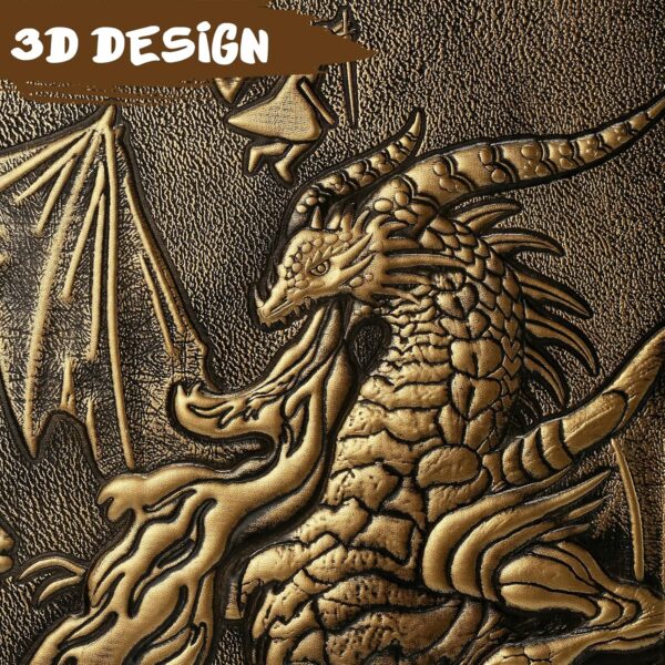 DND Dungeons Master Screen, DNDND Faux Leather 3D Embossed Four-Panel with Pockets for DND Dungeons and Dragon Tabletop Game (Brass) - Image 5