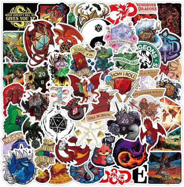 Dungeons and Dragons Stickers- 100Pcs Vinyl Waterproof Stickers for Teens, Gifts for Laptops, Car, Wall, Phone - Image 2