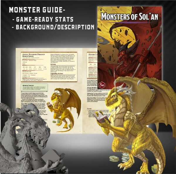 Fantasy Bookish Dragon Paintable DND Miniature Huge 6" D&D Dragon Mini 28-32mm Dungeons and Dragons Figure for Fantasy Tabletop Miniatures and Accessory, Partially Assembled for TTRPG - Image 7