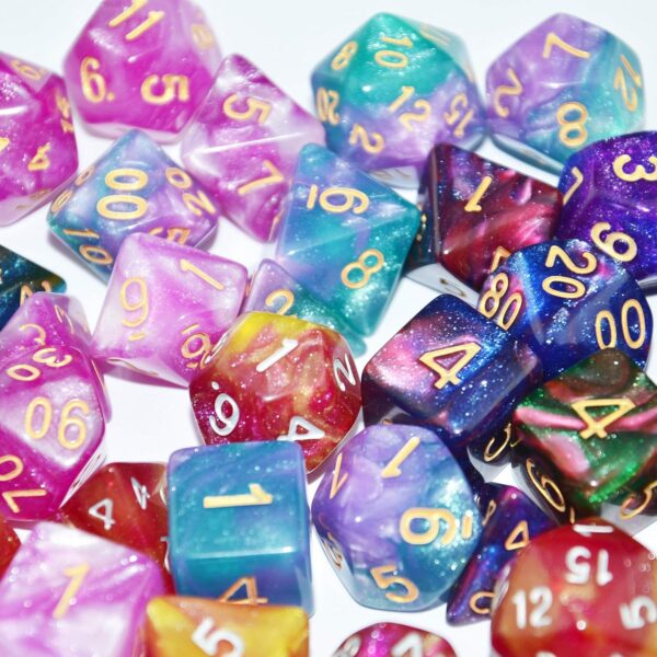 SmartDealsPro 6 x 7 Sets (42 pcs) Glitter Polyhedral Dice Sets with Pouches for DND RPG MTG Dungeon and Dragons Table Board Roll Playing Games D4 D8 D10 D12 D20 (6 Sets) - Image 7