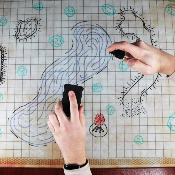 ENHANCE Deluxe RPG Grid Mat - DND Map (24x36in) with Premium Rubber, Non-Slip Grip, No Creasing - Dry Erase DND Mat Set for Masters and Starters, Erasable Parchment with Travel Pouch, Marker Set - Image 6