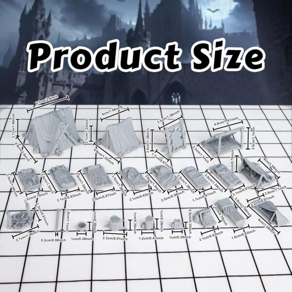 AUSPDICE 21pcs DND Camp Terrain Building Set – Unpainted Miniatures for Dungeons & Dragons, Warhammer, and Tabletop RPG Games - Image 6