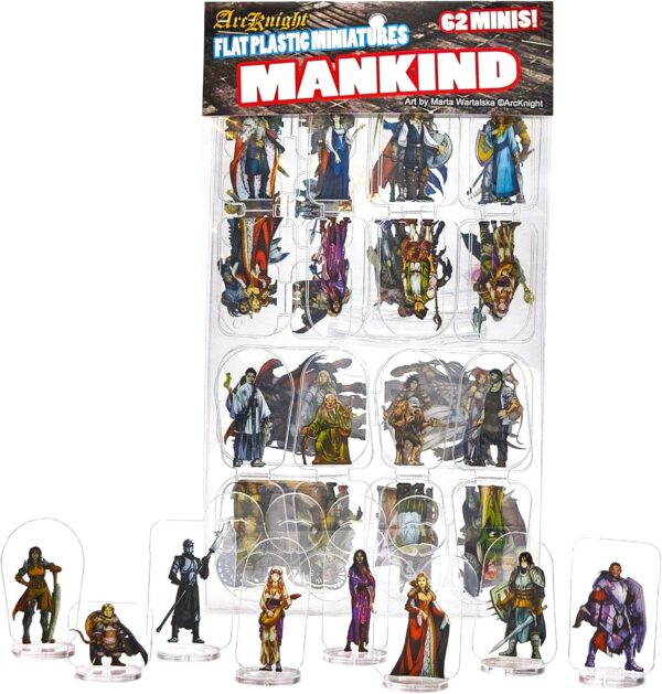 Arcknight Flat Plastic Miniatures: Mankind; 62 Unique Human-Themed Minis for DND 5e and Pathfinder; Affordable, Skinny Figurines for Dungeons and Dragons and Other Tabletop RPG Games - Image 2