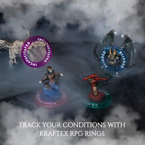 Kraftex DND Condition Rings [96pcs]: DND Accessories for Dungeon Masters to Track DND Spell Effects. Condition Markers D&D Accessories use as DND Tokens, DND Ring, DND Status Markers or DM Tools. - Image 3