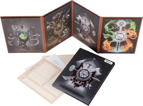 Hexers Game Master Screen, Compatible with Dungeons and Dragons, DND DM Pathfinder RPG Role-Playing, 4 Customizable Panels Inserts Included That Slide into The Pouches, Dry Erase Tracker Sheet - Image 2