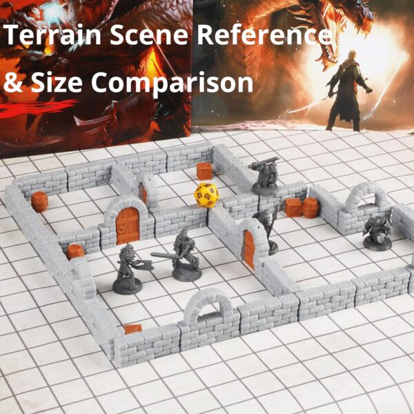 Dungeon Walls 40pcs 28mm Miniature RPG Modular System DND Terrain Building Accessories for Tabletop Role Playing Scenes, Gift of Christmas Halloween for DM - Image 4