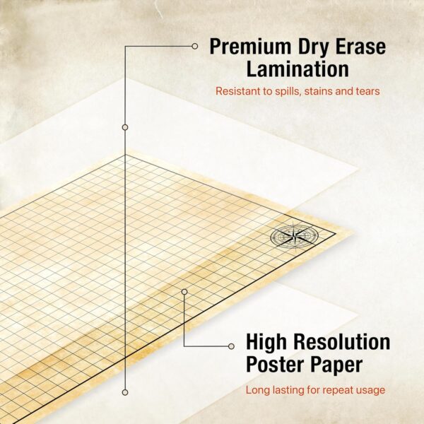 TIDYBOSS 36" x48" Large DND Map | Dry Erase Battle Map | Double-Sided with Grids & Hexes | DND Starter Kit & Warhammer Terrain | Accessories Included - Image 6