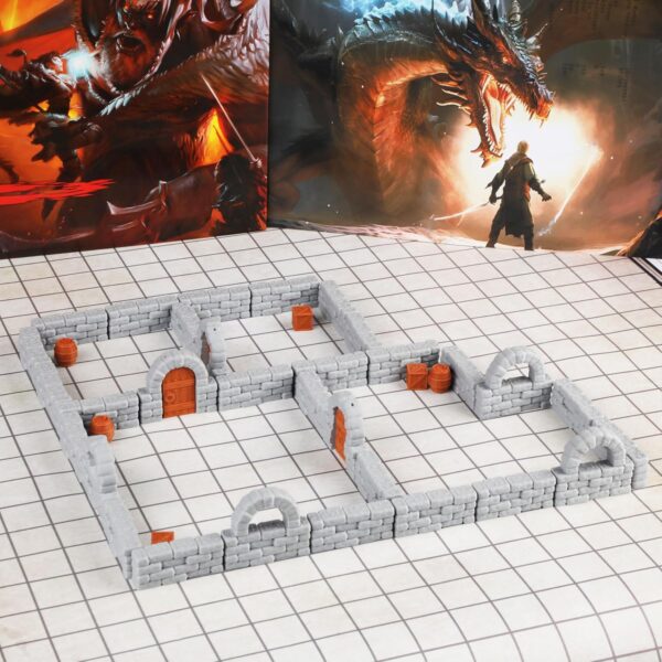 Dungeon Walls 40pcs 28mm Miniature RPG Modular System DND Terrain Building Accessories for Tabletop Role Playing Scenes, Gift of Christmas Halloween for DM - Image 2