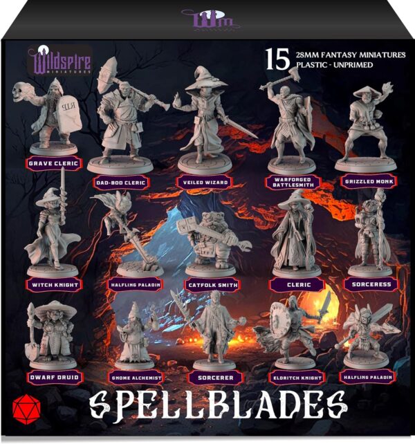 Spellblades - Hero Player-Characters & NPC for DND Miniatures Unpainted Bulk 28mm-32mm Scale Dungeons & Dragons Minis D&D Figures Pathfinder DND Minis Accessories for Fantasy Tabletop Games - Image 2