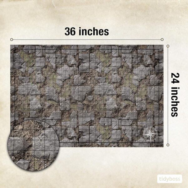 Tidyboss 24" x 36" DND Starter Set | DND Accessories | 2 x Double Sides 4 Terrains Game Grid Mat with Condition Rings, DM Screen, Dry Erase Markers, Eraser, and Clips - Image 3